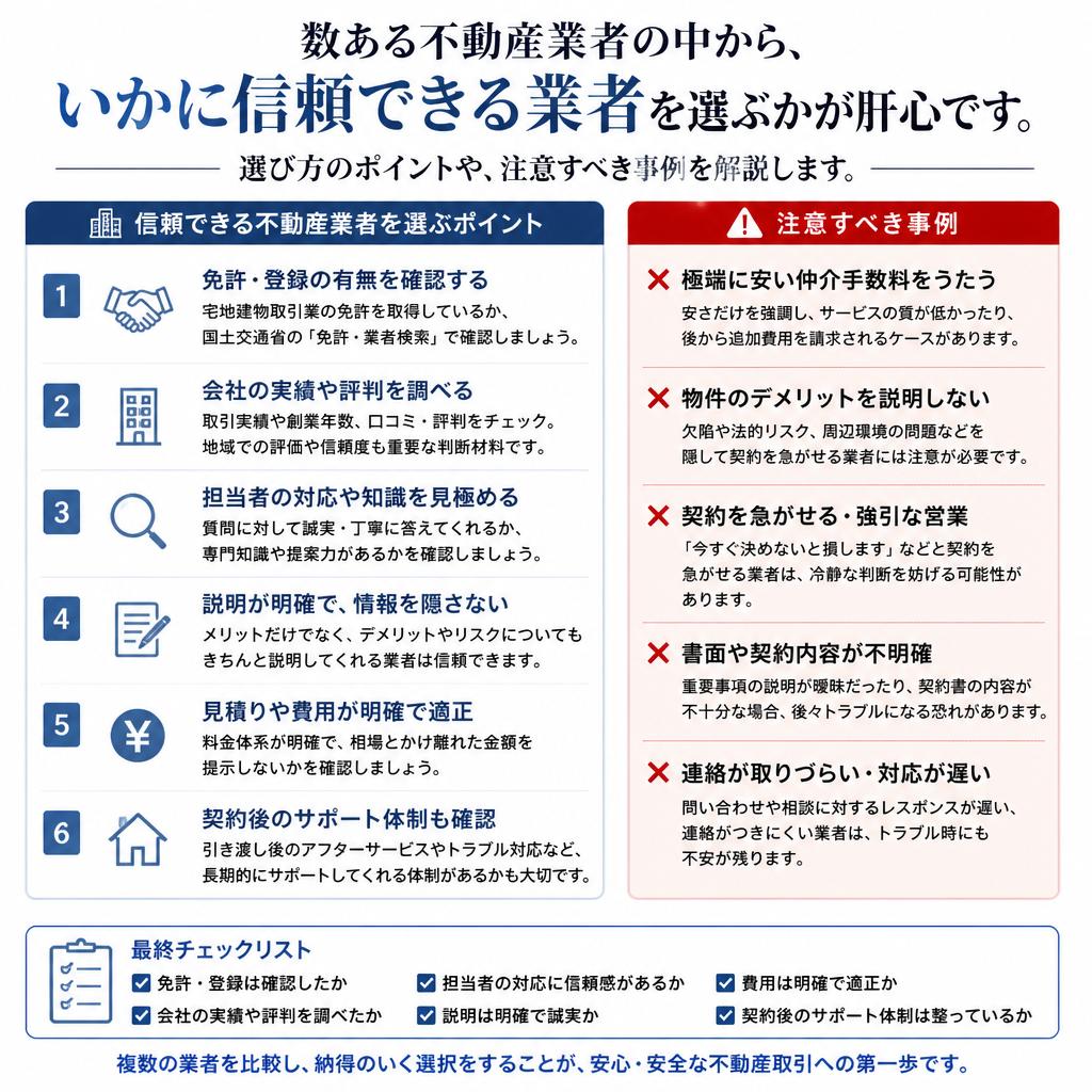 信頼できる不動産業者の選び方